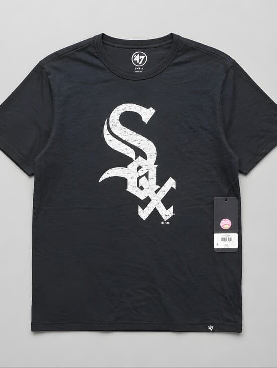 47 Brand Men's Black Tee with White Chicago Sox Logo - Thumbnail 2