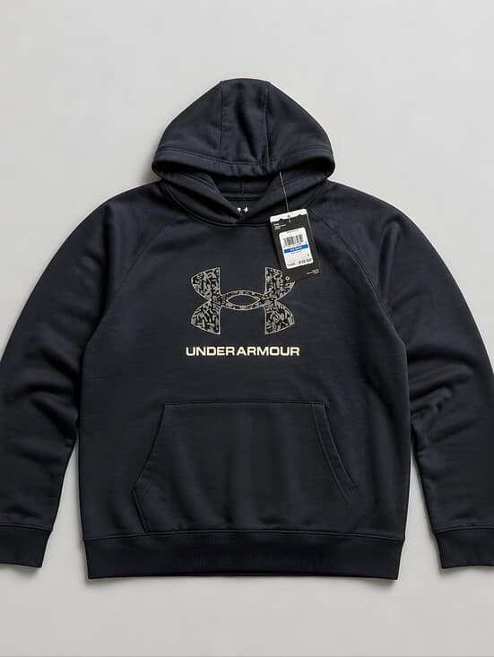 Under Armour Girls (Unisex) Pullover Hoodie in Navy - Thumbnail 4
