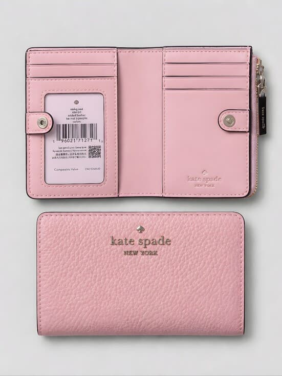 Kate Spade Tutu Pink Pebbled Leather Small L-Zip Bifold Wallet - Thumbnail 4