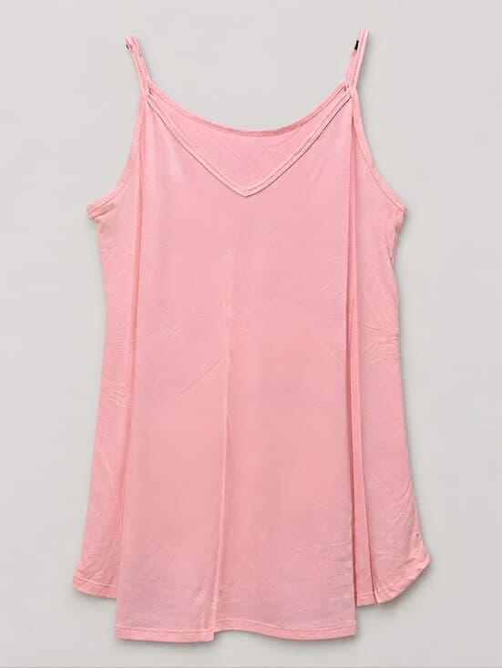 Zenana Pink V-Neck Camisole Adjustable Spaghetti Strap Knit Tank Top XL - Thumbnail 2