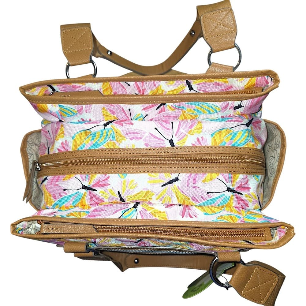 Lily Bloom Landon Satchel Stain Glass Butterfly Recycled Fabric Bag NWT - Thumbnail 3