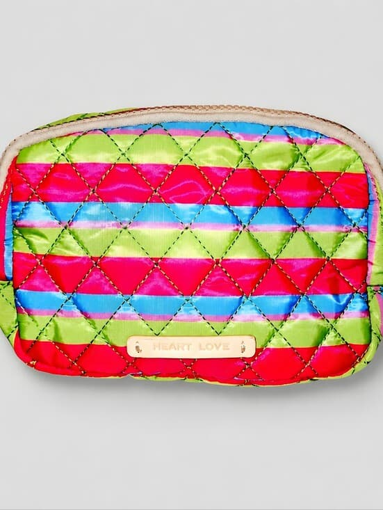 Heart Love Quilted Mini Belt Bag in Pink & Green - Thumbnail 3