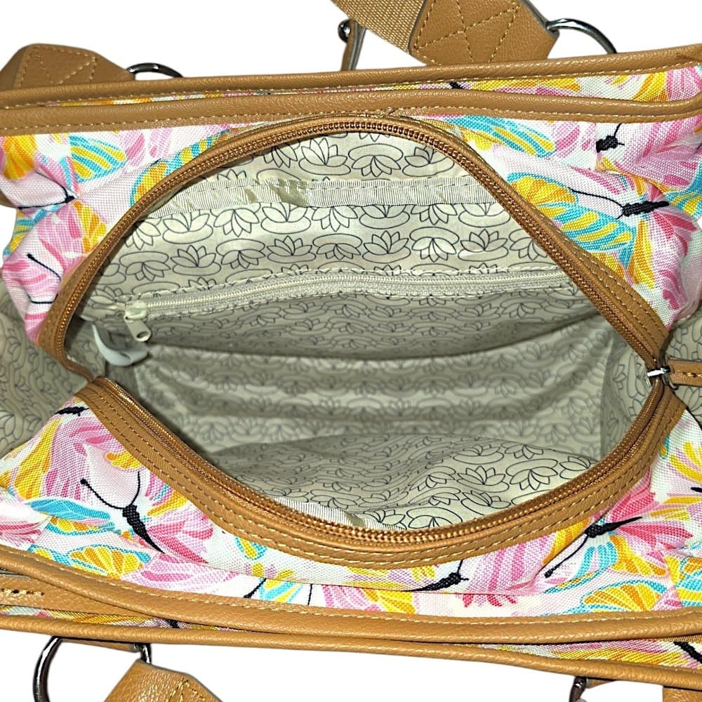 Lily Bloom Landon Satchel Stain Glass Butterfly Recycled Fabric Bag NWT - Thumbnail 2