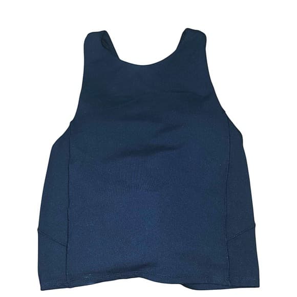 Jockey Sport Womens Navy Blue High Neck Cross Back Active Tank Top - Thumbnail 3
