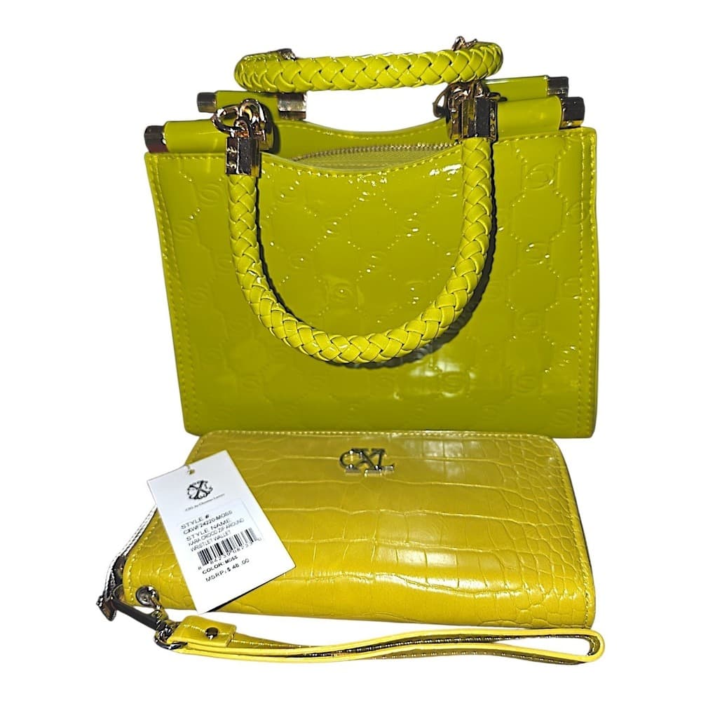 CXL by Christian Lacroix Lime Green Wallet & Bebe Patent Handbag NEW - Thumbnail 4
