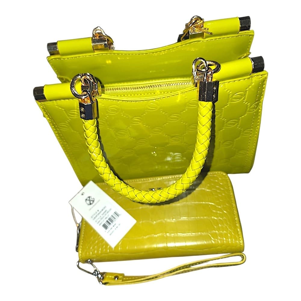 CXL by Christian Lacroix Lime Green Wallet & Bebe Patent Handbag NEW - Thumbnail 3