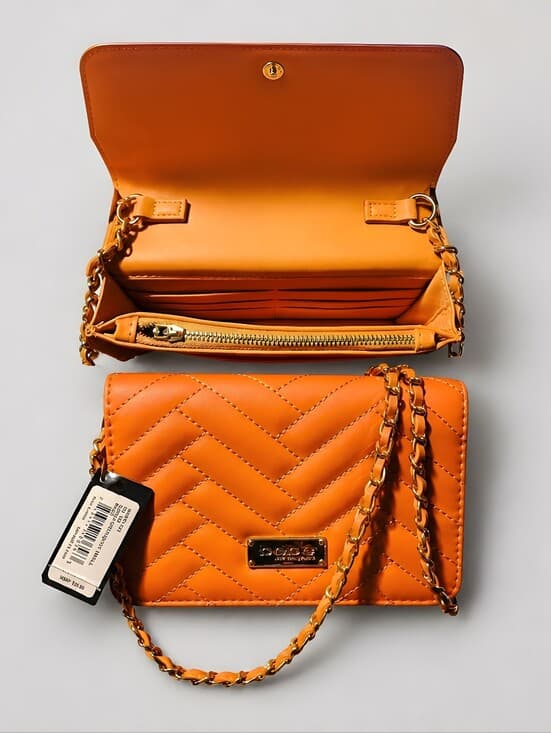 bebe Orange Quilted Crossbody Bag - Thumbnail 2