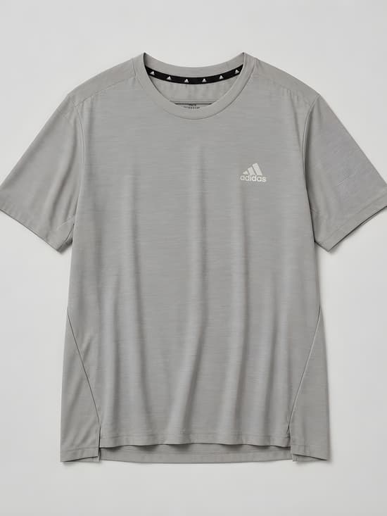 Adidas Light Gray Primegreen Aeroready Athletic Tee - Thumbnail 4