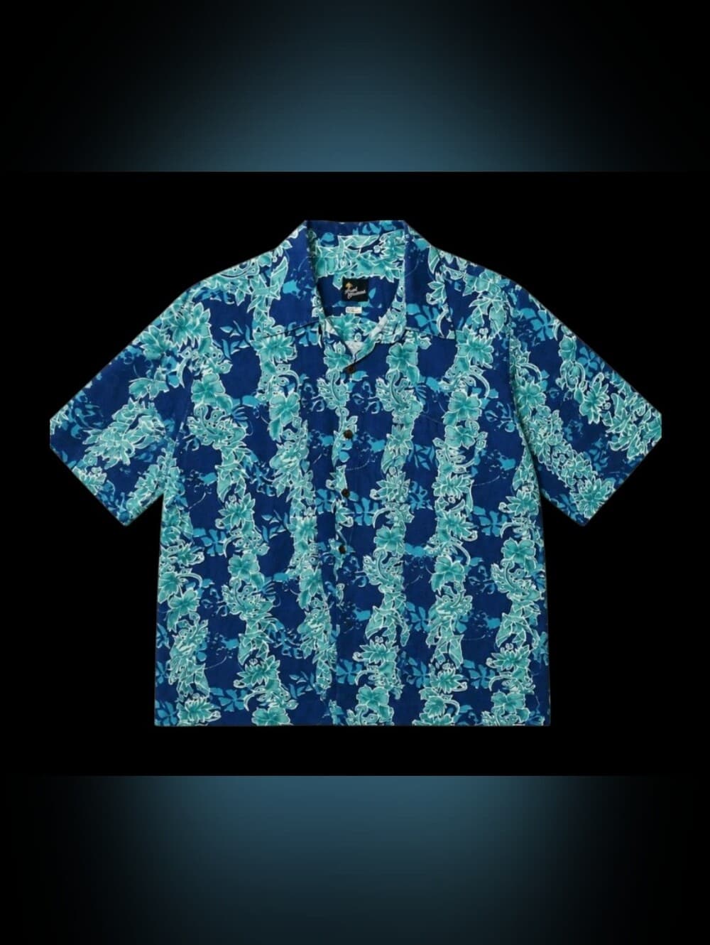 Men's Blue Hawaiian Floral Short-Sleeve Button-Down Shirt - Thumbnail 2