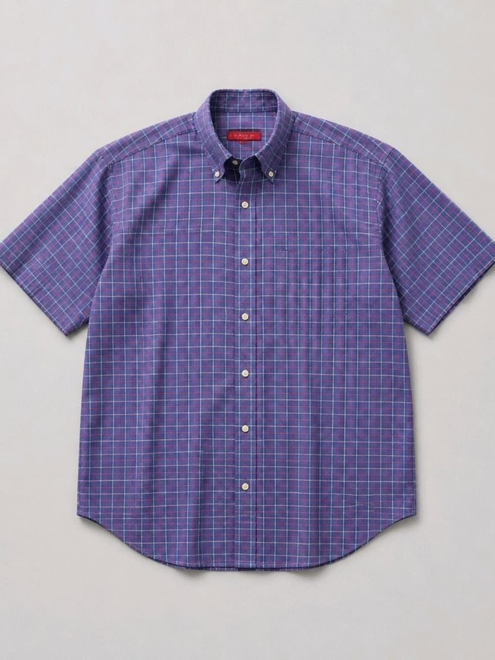 Austin Reed Purple Plaid Short-Sleeve Button-Down Shirt - Thumbnail 2