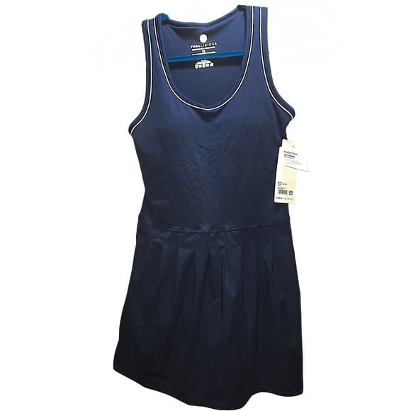 Yogalicious NudeTech Set & Swing Tennis Dress Navy Blue Pleated XS NWT - Thumbnail 2