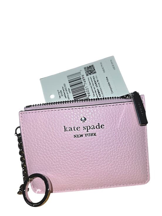 Kate Spade Staci Key Ring Card Case Dahlia Pink Pebbled Leather Pouch NEW - Thumbnail 3