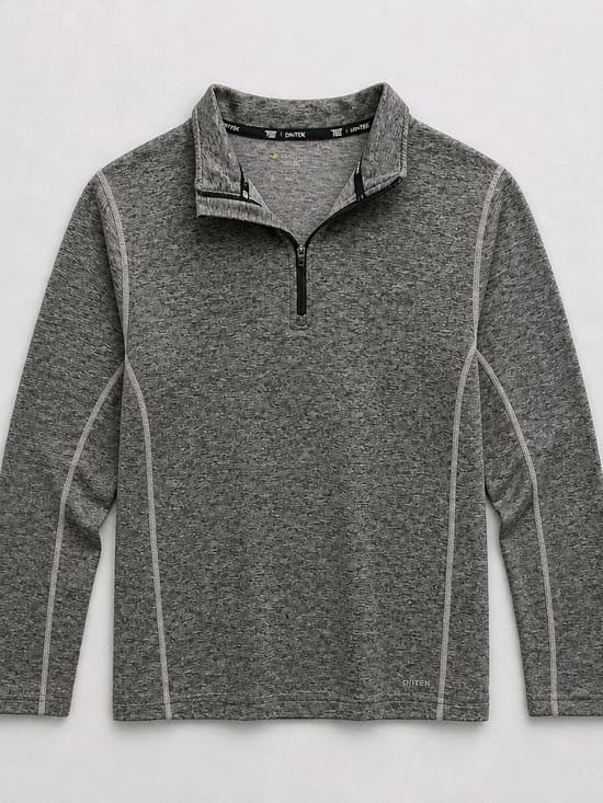 Tek Gear Gray Heather Quarter-Zip Pullover - Thumbnail 3