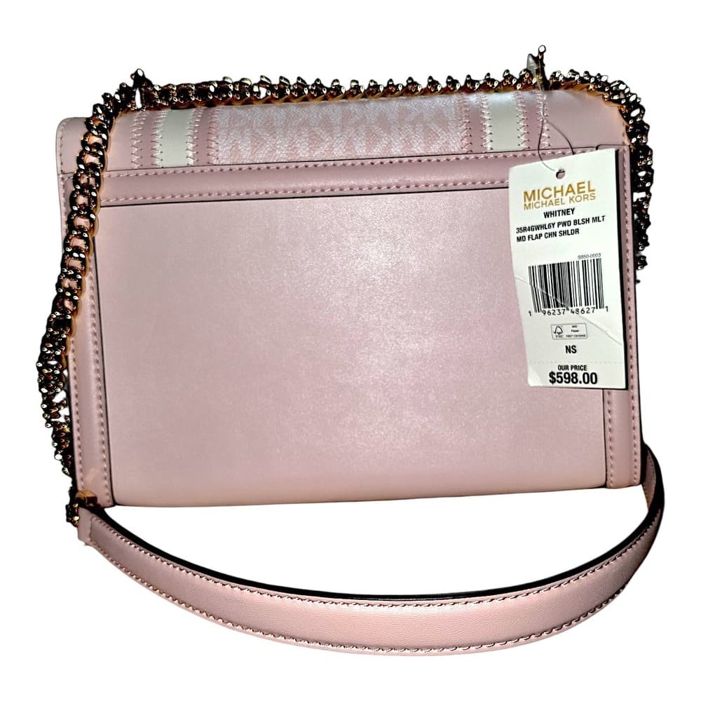 Michael Kors Whitney Medium Flap Shoulder Bag Powder Blush Multi NEW