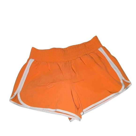 90 Degree Orange Athletic Running Shorts with White Piping Small - Thumbnail 2