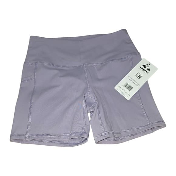 RBX Active Womens Lavender Purple High Waisted Biker Shorts Side Pockets XS NEW - Thumbnail 2