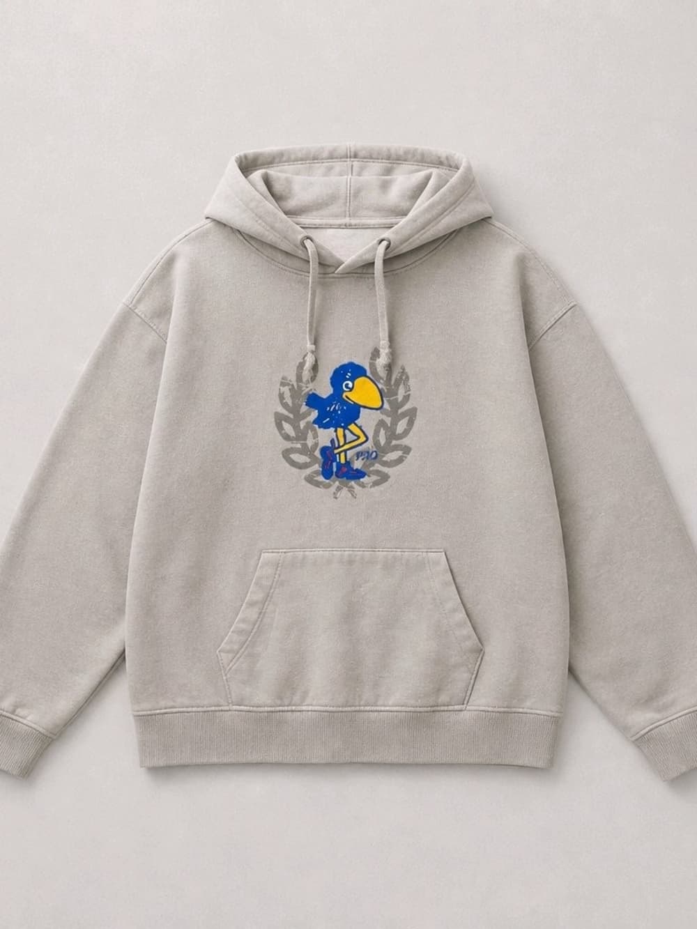 Kansas Jayhawks Vault 1912 Mascot Pullover Hoodie in an oatmeal/athletic heather