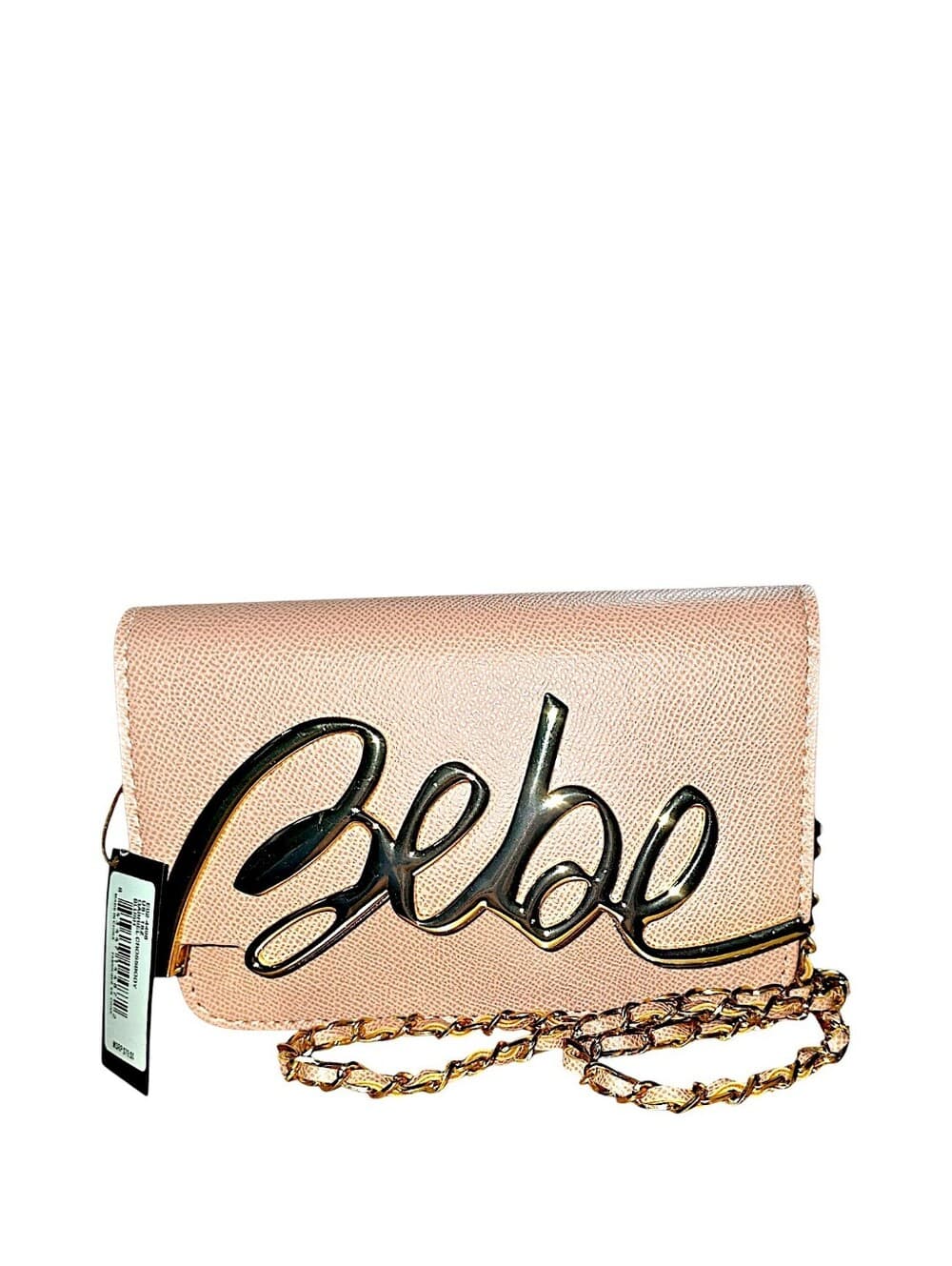 Bebe Lauriel Crossbody Bag Blush Pink Gold Script Logo Chain Strap - Thumbnail 2