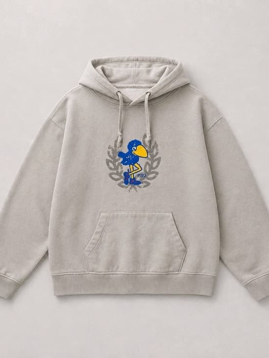 Kansas Jayhawks Vault 1912 Mascot Pullover Hoodie in an oatmeal/athletic heather - Thumbnail 2
