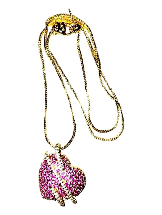 Gold Chain Necklace with Pink Heart Pendant NWOT - Thumbnail 2