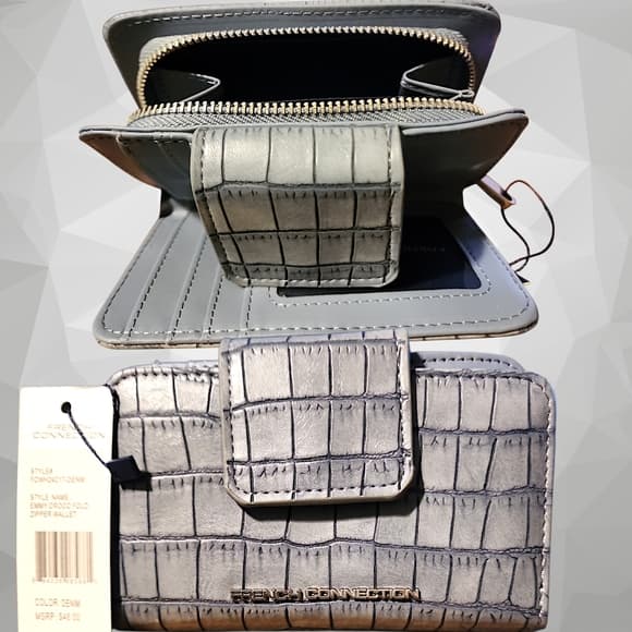 French Connection Croc-Embossed Wallet in Gray - Thumbnail 2