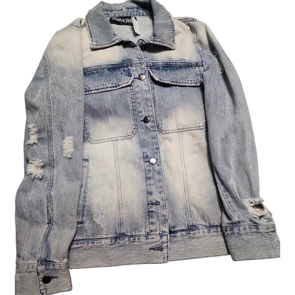 NWT Ava/Kris Stylish Denim Jacket with Distressed Details - Thumbnail 4