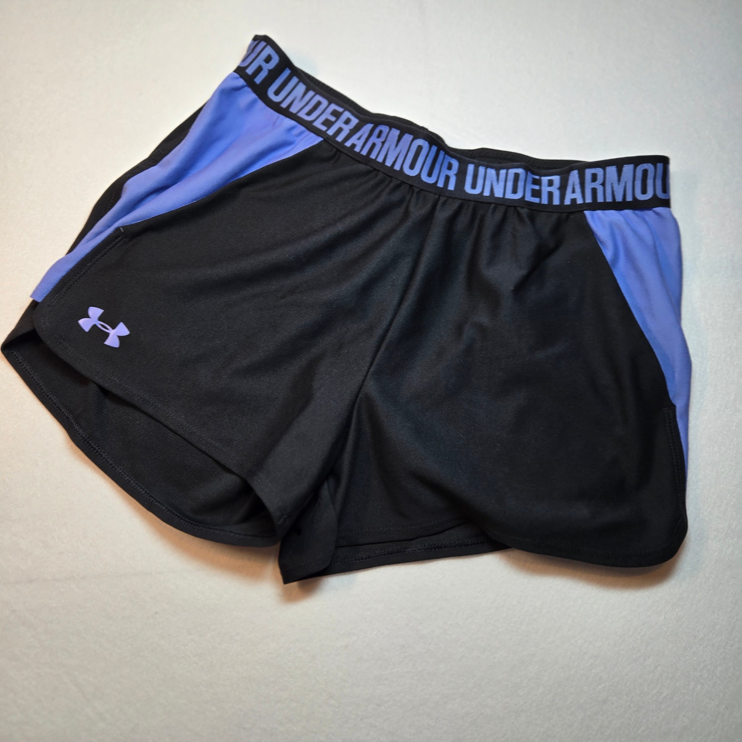 Under Armour Womens Athletic Shorts Black Blue Size M
