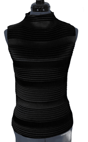 Nicola Black Accordion Pleat Mock Neck Sleeveless Slinky Top - Thumbnail 2