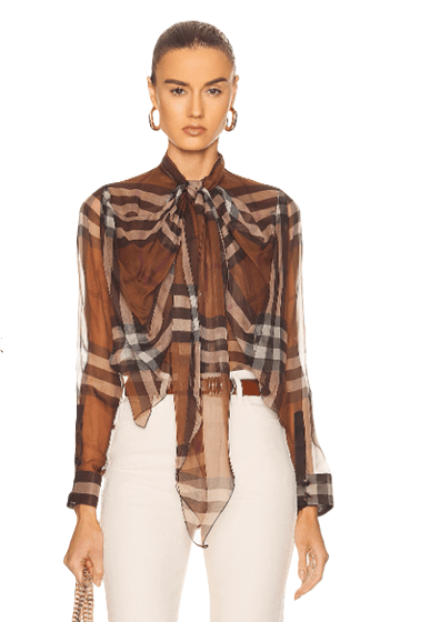Burberry Chiffon Check Blouse