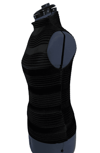 Nicola Black Accordion Pleat Mock Neck Sleeveless Slinky Top - Thumbnail 4