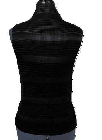 Nicola Black Accordion Pleat Mock Neck Sleeveless Slinky Top - Thumbnail 3