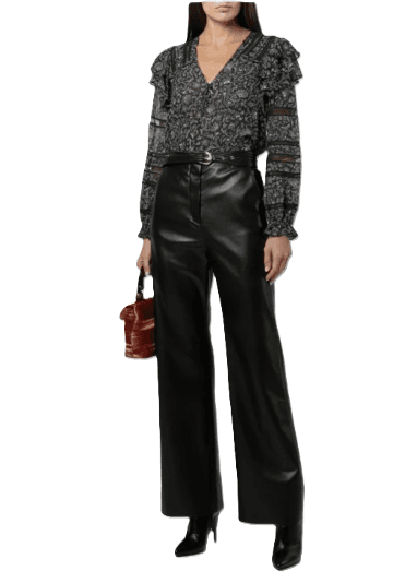 Veronica Beard Blue Penny Floral Silk-Chiffon Blouse - Thumbnail 5