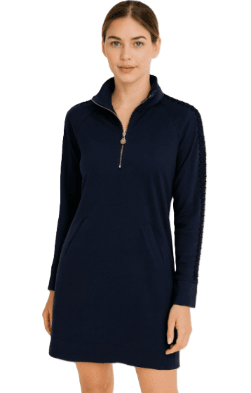 Lily Pulitzer Popover Knit Dress Quarter Zip Gold
