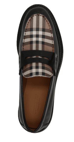 Burberry Check Leather Penny Loafers