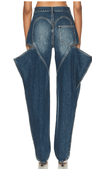 AREA Crystal Embellished Front Slit Jean - Thumbnail 2
