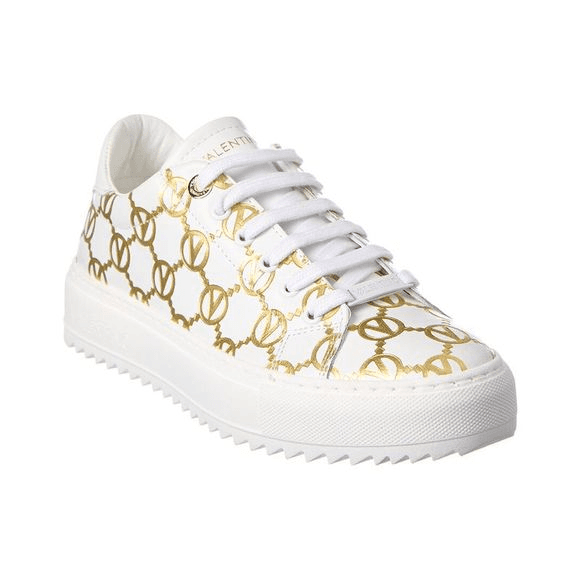 Valentino Beatrice Leather Gold Logo Sneakers - Thumbnail 2