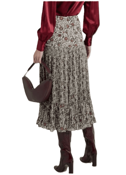 Veronica Beard Midi Skirt Levine Plisse’ Crepe De Chine Floral Print - Thumbnail 2