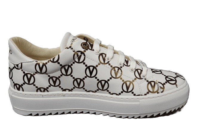 Valentino Beatrice Leather Gold Logo Sneakers - Thumbnail 3