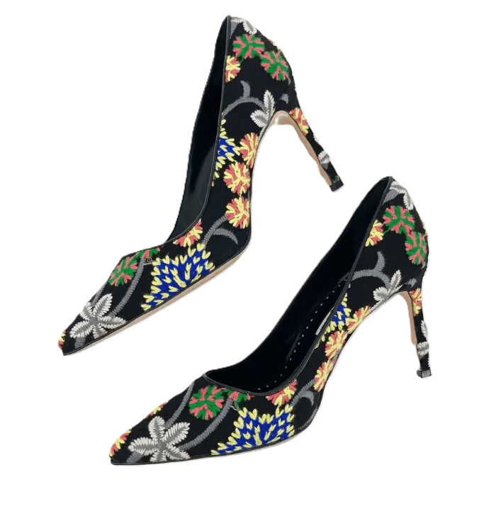 Manolo Blahnik Floreal Stitch Heels - Thumbnail 4