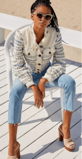 Veronica Beard Darren Frayed Tweed Jacket - Thumbnail 5