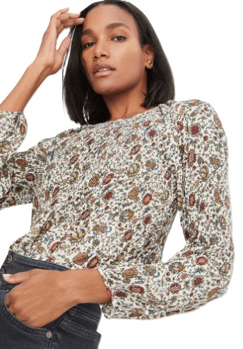 Veronica Beard Lewin Vine Floral Print Blouse