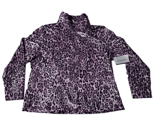 Exclusively Misook Animal Print Shiny Dual Zip Up - Thumbnail 3