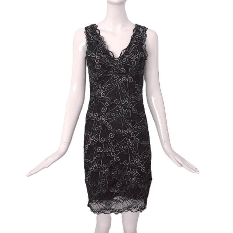 Nicole Miller Lace V Neck Dress - Thumbnail 2