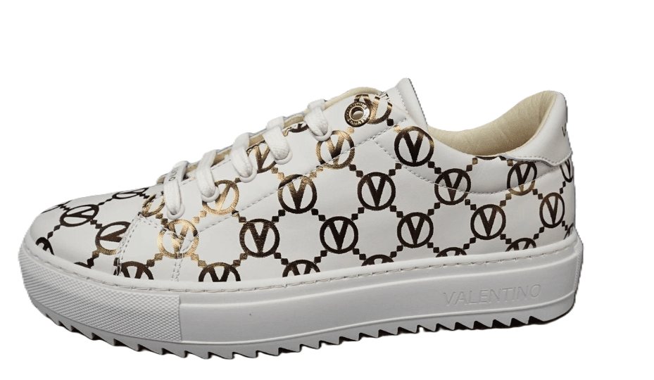 Valentino Beatrice Leather Gold Logo Sneakers