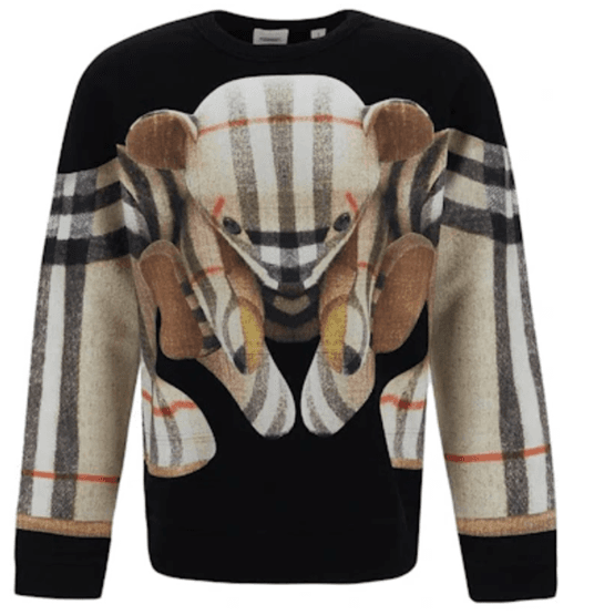 Burberry Black Teddy Bear Check Print Pullover Crewneck Sweatshirt - Thumbnail 3