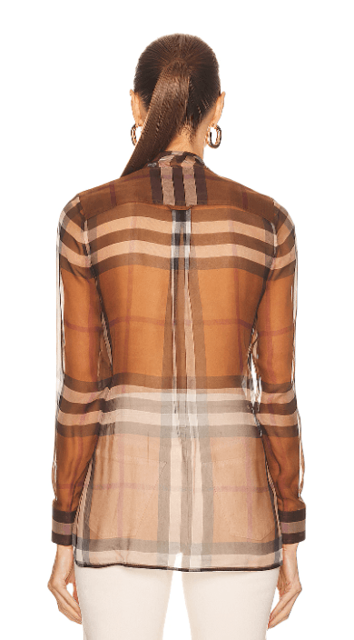 Burberry Chiffon Check Blouse - Thumbnail 3