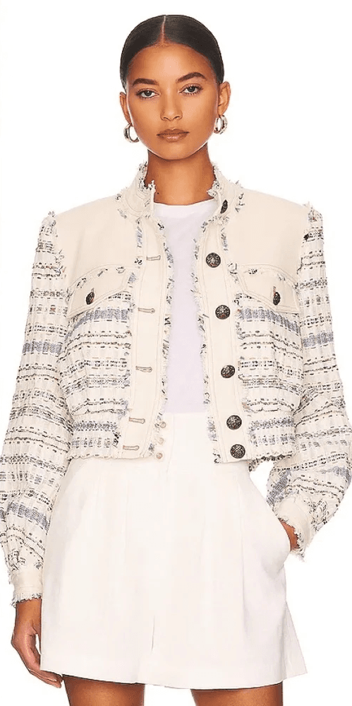 Veronica Beard Darren Frayed Tweed Jacket