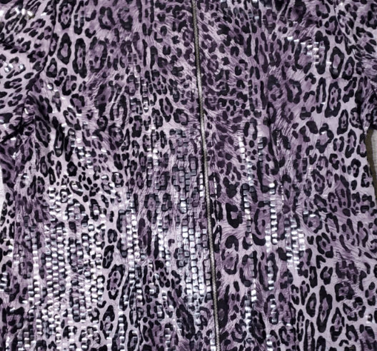 Exclusively Misook Animal Print Shiny Dual Zip Up - Thumbnail 2