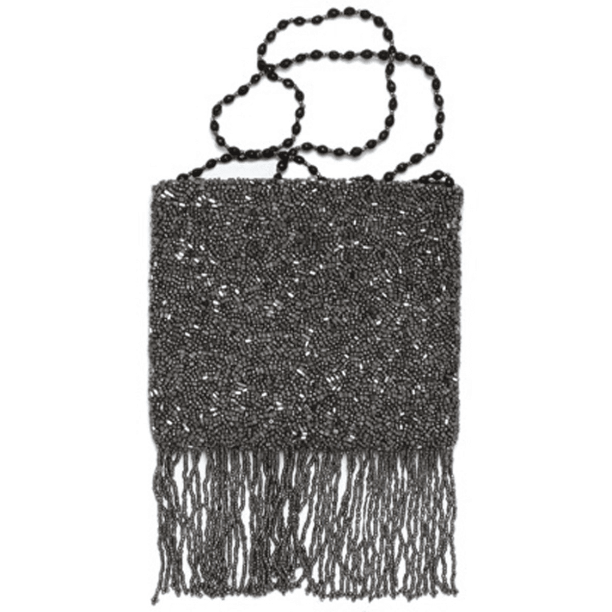 MOYNA Gunmetal Beaded Fringe Crossbody Bag - Thumbnail 2