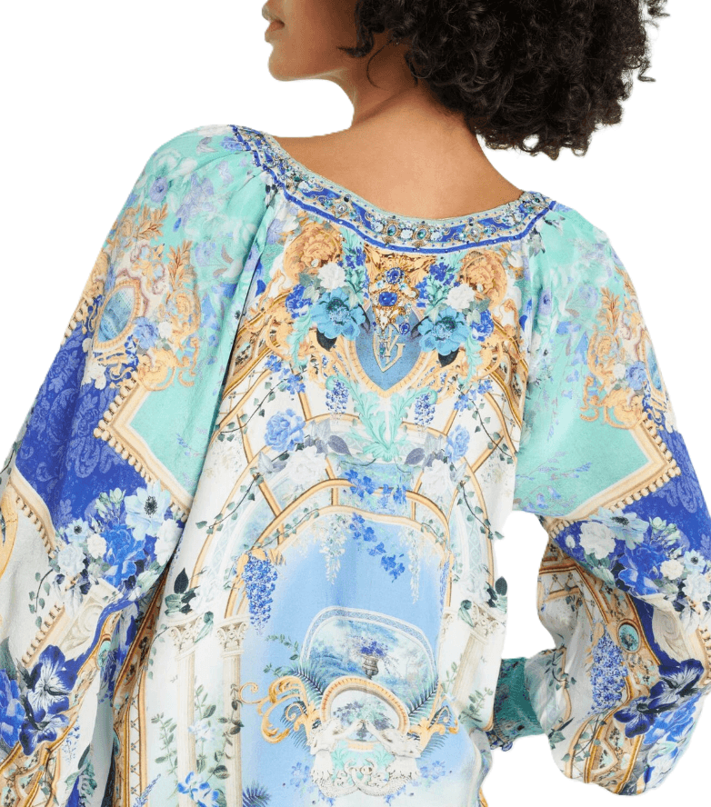 Camilla Embellished Floral Silk Crêpe Blouse - Thumbnail 3